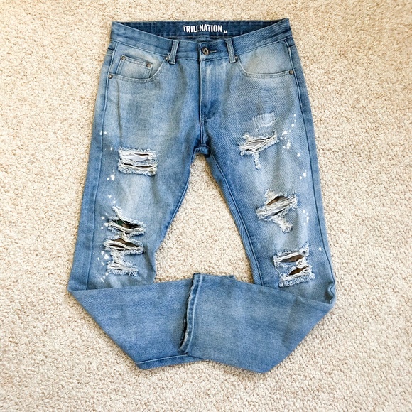 Trill Nation Distressed Skinny Jeans - Picture 1 of 4